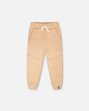 French Terry Sweatpants With Cross Seams Beige-0