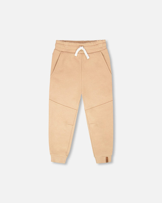 French Terry Sweatpants With Cross Seams Beige-0