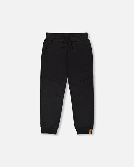 French Terry Sweatpants With Cross Seams Black-0