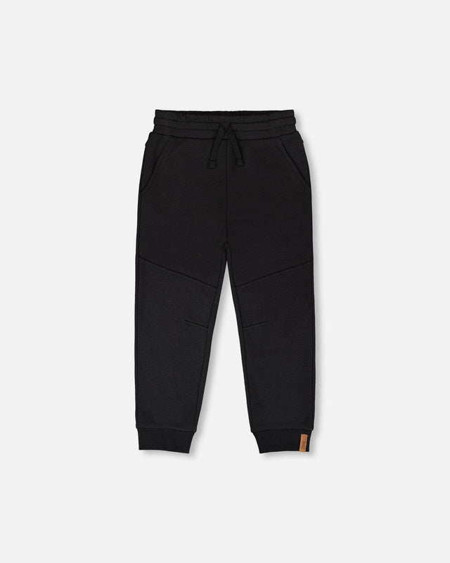 French Terry Sweatpants With Cross Seams Black-0