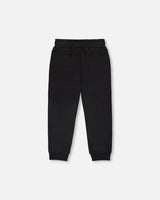 French Terry Sweatpants With Cross Seams Black-2