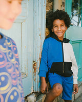 French Terry Shorts With Cross Seams Royal Blue-1