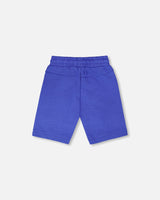 French Terry Shorts With Cross Seams Royal Blue-3