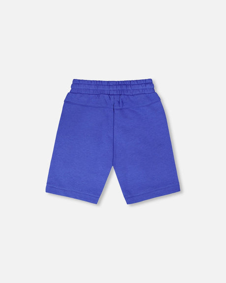 French Terry Shorts With Cross Seams Royal Blue-3