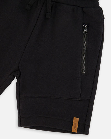 French Terry Shorts With Cross Seams Black-4