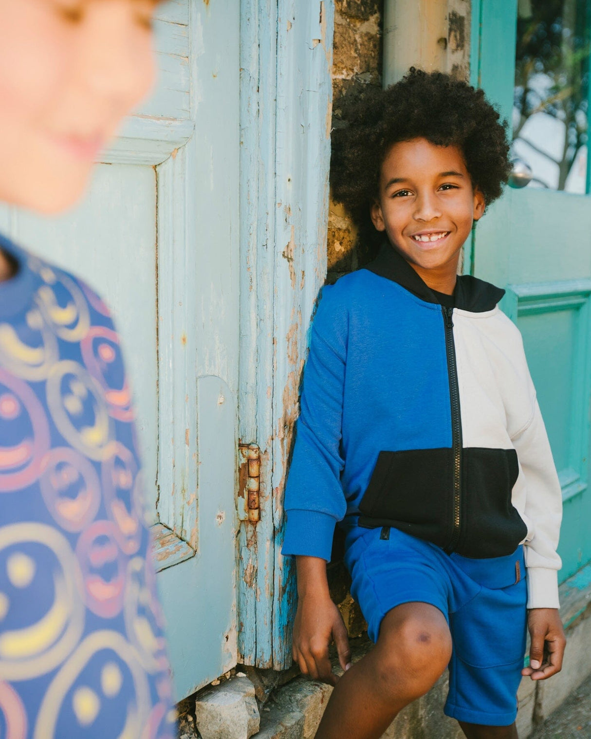 Hooded French Terry Cardigan Royal Blue-1