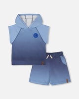 Sleeveless Top And Shorts Set Blue Gradient-0