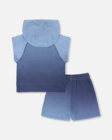 Sleeveless Top And Shorts Set Blue Gradient-1