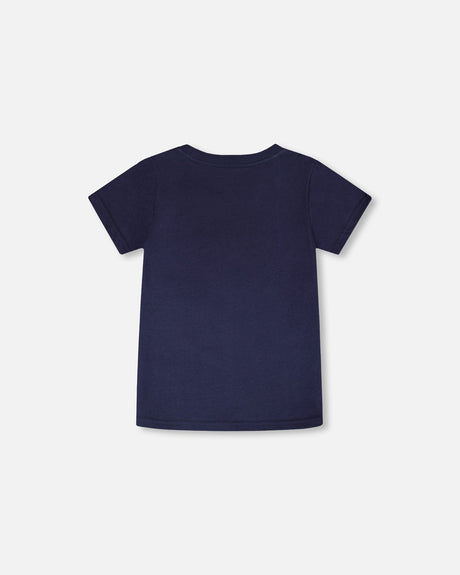 Jersey T-Shirt With Chest Pocket Dark Blue-4