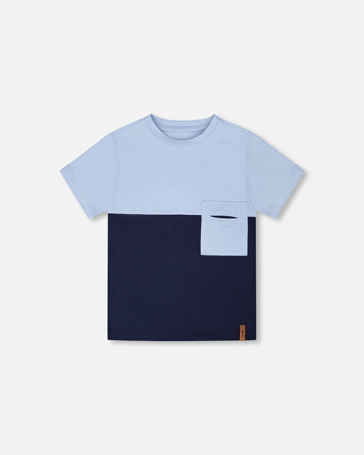 Organic Cotton Colorblock Jersey T-Shirt With Chest Pocket Dark Blue-0