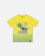 Organic Cotton Jersey T-Shirt With Print Yellow-0