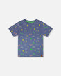 Organic Cotton Jersey T-Shirt Blue Bicycle Print-0
