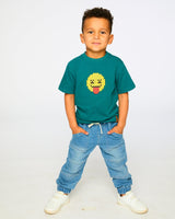 Organic Cotton Jersey T-Shirt With Print Dark Turquoise-2