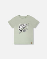 Organic Cotton Jersey T-Shirt With Print Sage-0