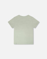 Organic Cotton Jersey T-Shirt With Print Sage-3