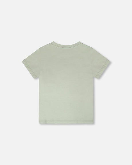 Organic Cotton Jersey T-Shirt With Print Sage-3