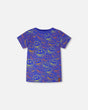 Organic Cotton Jersey T-Shirt Blue Smiley Print-0