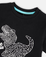 Organic Cotton Jersey T-Shirt With Dino Print Black-3
