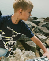 Organic Cotton Jersey T-Shirt With Bike Print Dark Blue-1