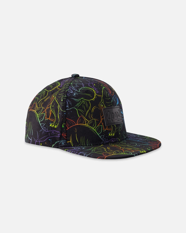 Cap Black Dinosaur Print-0