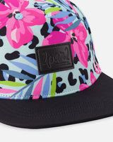 Cap Blue Floral And Leopard Print-2