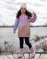 Mid-Season Jacket In Recycled Polyester Mauve, Lilac And Beige-2