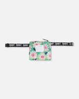 Deux par Deux Packable Windbreaker In Polyester Green Smiling Flower Print