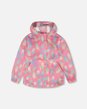 Packable Windbreaker In Polyester Pink Lollipop Print-0
