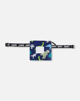 Deux par Deux Packable Windbreaker In Polyester Blue Dinosaur Print