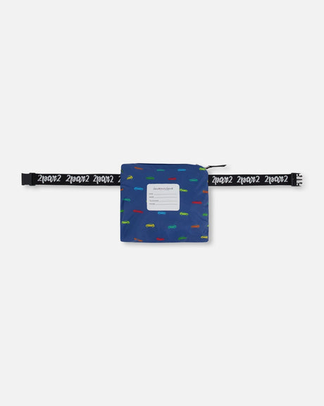 Packable Windbreaker In Polyester Blue Car Print-4