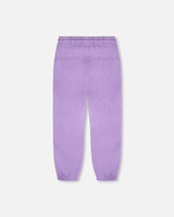 3-In-1 Two-Piece Mid-Season Outerwear With Solid Pants Set Purple Daisy Print-3