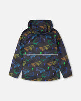 3-In-1 Two-Piece Mid-Season Outerwear Set Black Printed Skateboards-3