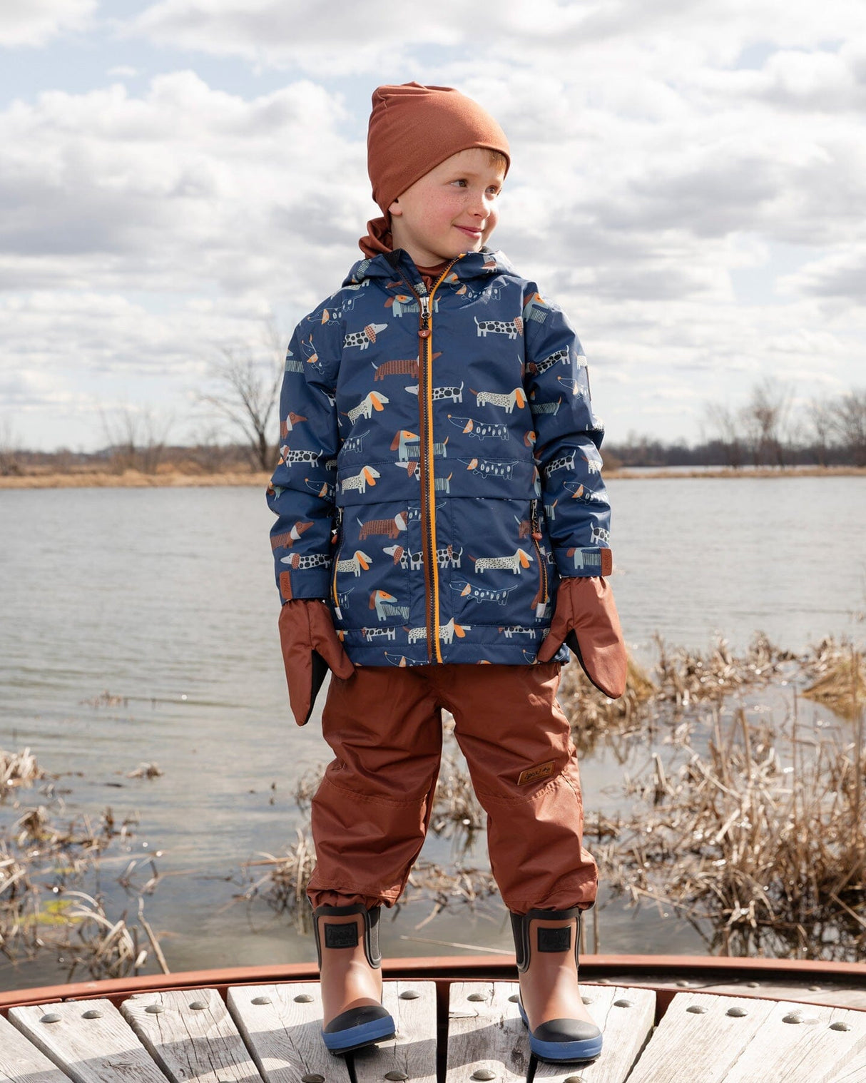 3-In-1 Two-Piece Mid-Season Outerwear Set Blue Dog Print-1