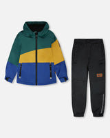 Two-Piece Mid-Season Outerwear Set Green, Yellow And Blue-0