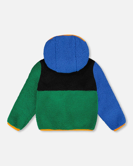 Sherpa Jacket Blue Colorblock-1
