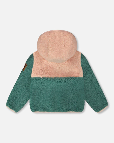 Sherpa Jacket Light Pink Colorblock-1