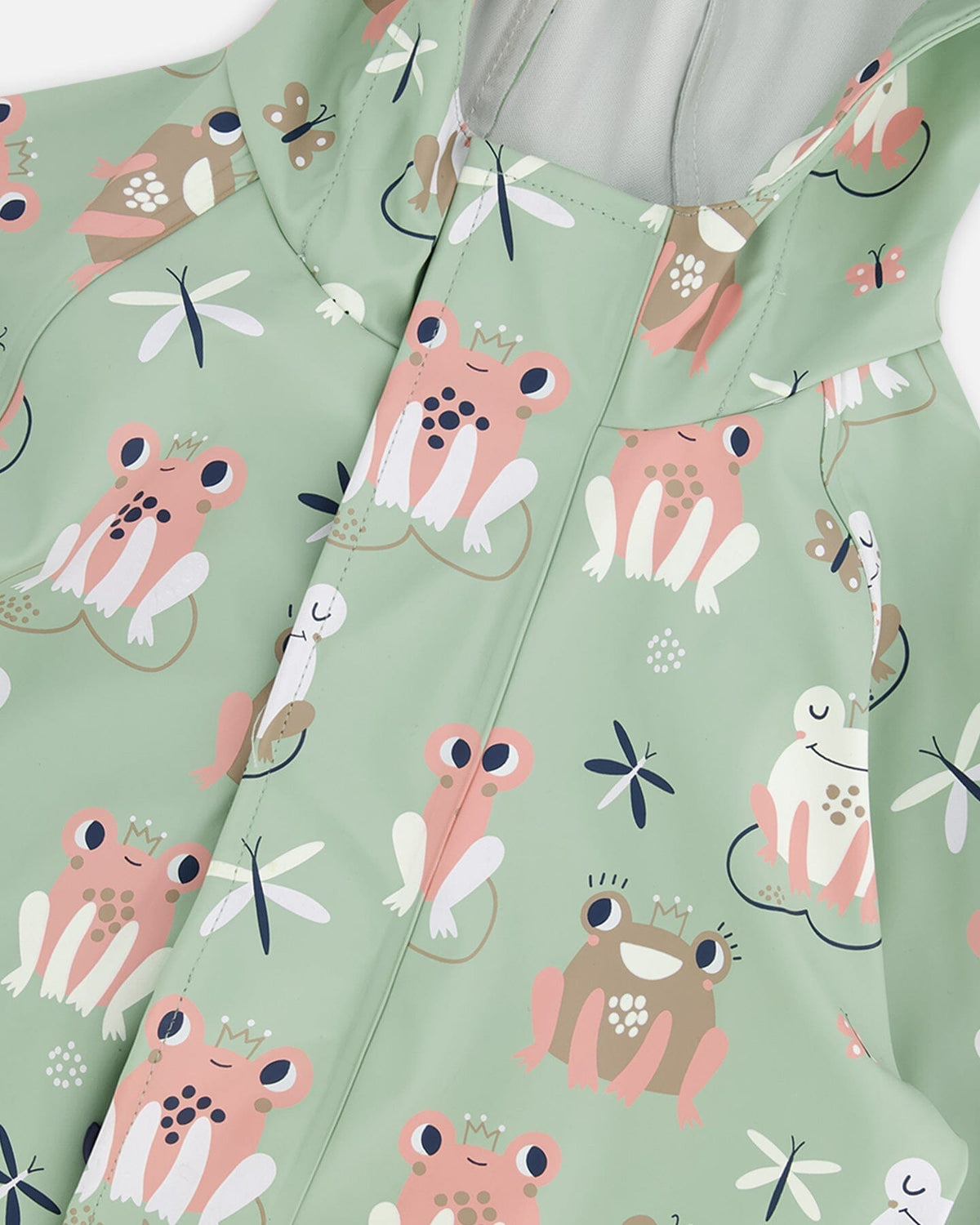 Deux par Deux green rain suit with colour-changing frog print, product photo 4