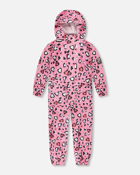 Rain One-Piece In Polyurethane Pink Heart Print-0