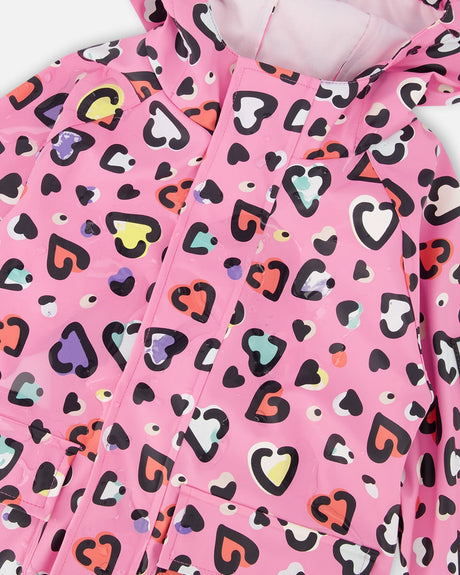 Deux par Deux pink rain one-piece with color-changing heart print, view 6