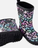 Rain Boots In Natural Rubber Black Animal Print-2