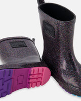 Rain Boots In Natural Rubber Black Glitter-1