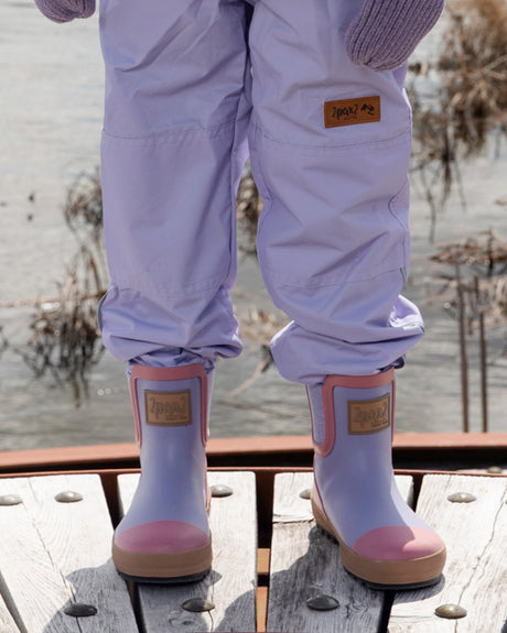 Short Rain Boots In Natural Rubber Lavender-1