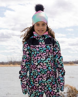 Mid-Season Mittens In Recycled Polyester Black Animal Print-2