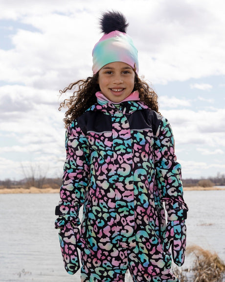 Mid-Season Mittens In Recycled Polyester Black Animal Print-2