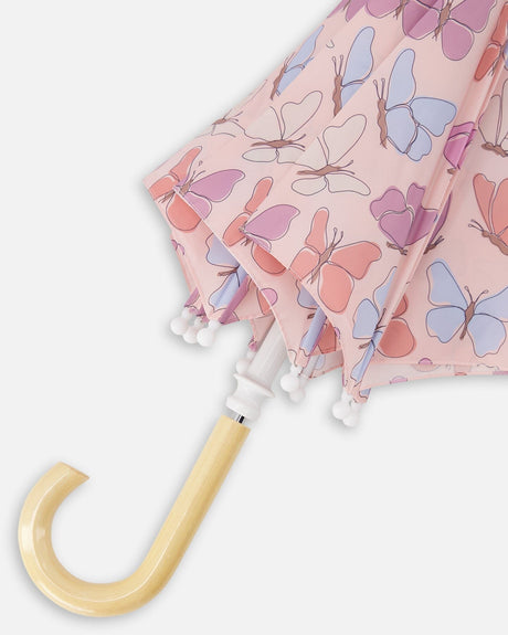 Umbrella Pink Butterfly Print-4