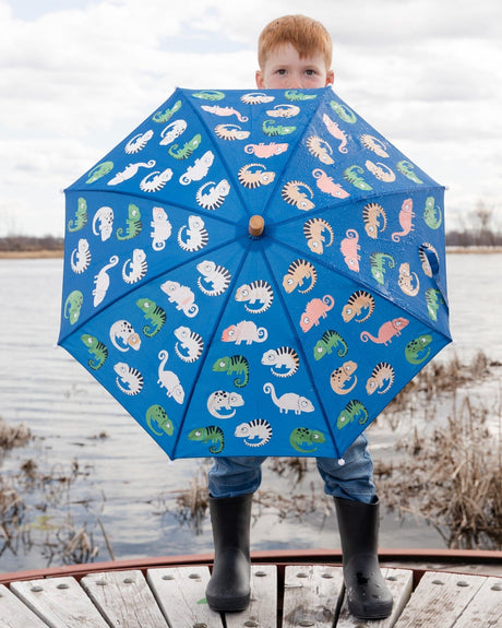 Color-Changing Umbrella Blue Chameleon Print-2