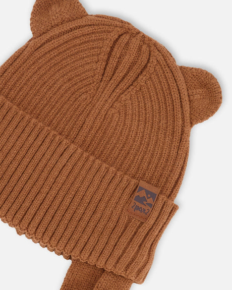 Baby Knit Hat Brown-4