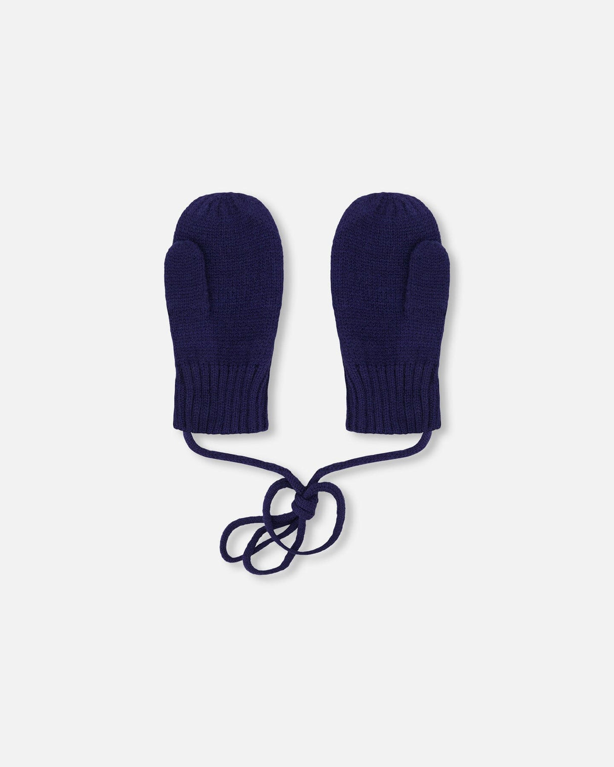 Baby Knit Mittens With Cord Navy Blue-2