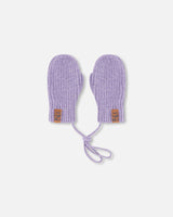 Baby Knit Mittens With Cord Lavender-0