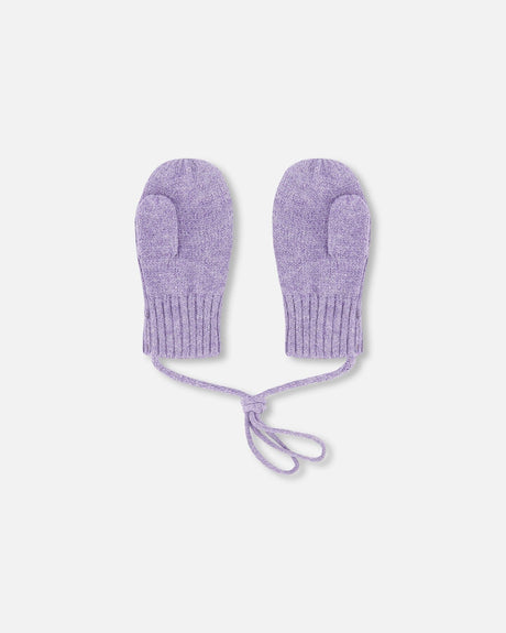 Baby Knit Mittens With Cord Lavender-1